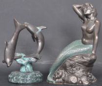 BRONZE & RESIN DOLPHIN & MERMAID FIGURES
