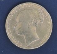 VICTORIAN 1873 22CT GOLD SOVEREIGN