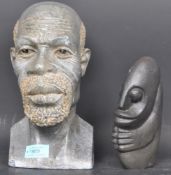 ZIMBABWE SHONA STONE BUST SCULPTURE & ANOTHER