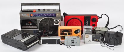 ASSORTMENT OF VINTAGE SLR CAMERAS & RADIOS