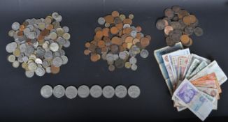 COLLECTION OF BRITISH & FOREIGN COINS & BANK NOTES