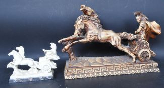 TWO VINTAGE 20TH CENTURY RESIN ORNAMENTS OF ROMAN CHARIOTS