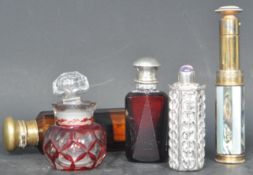VICTORIAN & LATTER GLASS & SILVER PERFUME BOTTLES
