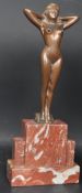 ART DECO - BRONZE FEMALE NUDE SCULPTURE ON MARBLE BASE