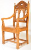 GOTHIC ECCLESIASTIC PINE THRONE CHAIR