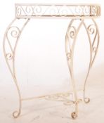 20TH CENTURY WHITE METAL AND SMOKED GLASS CONSOLE TABLE