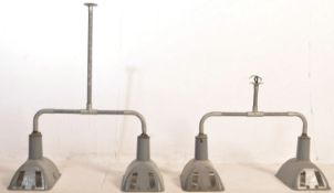 TWIN HEAD CEILING LIGHTS - LARGE ENAMEL - INDUSTRIAL