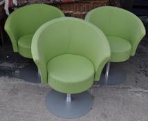 THREE CONTEMPORARY OFFICE EASY CHAIRS IN LIME GREEN