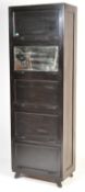 EBONISED WOOD BARRISTER FIVE TIER BOOKCASE CABINET
