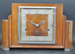 1930S ART DECO WALNUT MANTLE CLOCK