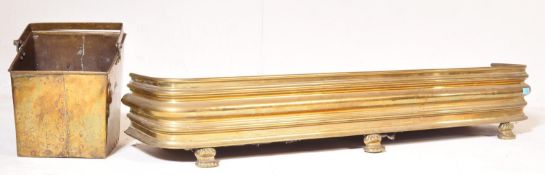 19TH CENTURY VICTORIAN BRASS FIRE FENDER AND COACHMAN