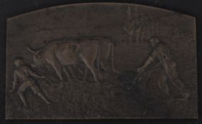 19TH CENTURY FRENCH COUDRAY ART NOUVEAU BRONZE PLAQUE