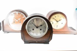 THREE 1930S OAK MANTLE CLOCKS