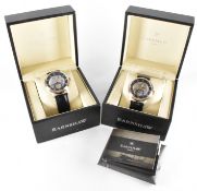 TWO EARNSHAW AUTOMATIC GENTLEMAN'S SKELETON WRIST WATCHES