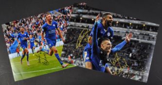JAMIE VARDY & RIYAD MAHREZ - LEICESTER CITY - AUTOGRAPHS