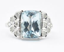 ART DECO STYLE AQUAMARINE & DIAMOND RING