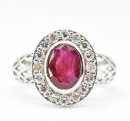 GOLD RUBY & DIAMOND CLUSTER RING
