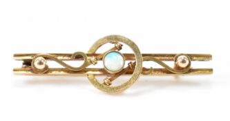 VICTORIAN 15CT GOLD & OPAL BAR BROOCH