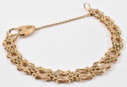 GOLD BAR & GATE HEART PADLOCK BRACELET