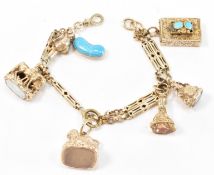 ANTIQUE VICTORIAN GOLD POCKET WATCH CHAIN WITH CHARMS