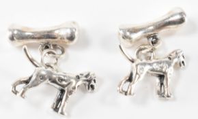 PAIR OF SILVER GENTS DOG & BONE CUFFLINKS
