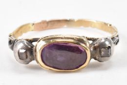 GEORGIAN GOLD RUBY & DIAMOND RING