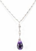 EDWARDIAN DIAMOND & AMETHYST PENDANT NECKLACE