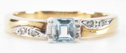 HALLMARKED 9CT GOLD TOPAZ & DIAMOND RING