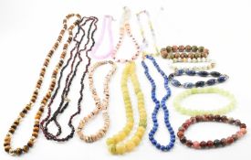 ASSORTMENT OF BEADED QUARTZ & GEMSTONE NECKLACES