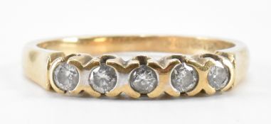 HALLMARKED 9CT GOLD & DIAMOND 5 STONE RING