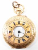 18CT GOLD HALF HUNTER FOB WATCH