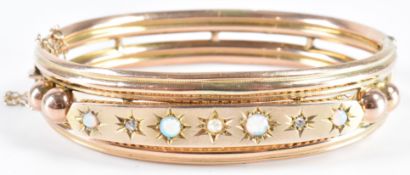 VICTORIAN GOLD OPAL & DIAMOND BANGLE BRACELET