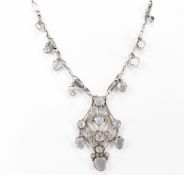 ARTS & CRAFTS SILVER & MOONSTONE PENDANT NECKLACE