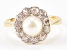 VINTAGE GOLD PEARL & DIAMOND RING