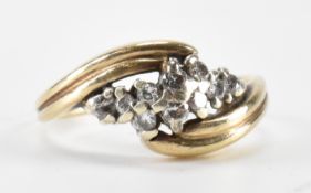 HALLMARKED 9CT GOLD & DIAMOND CROSSOVER RING