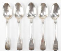 FIVE VICTORIAN SILVER HALLMARKED TEASPOONS