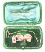 EDWARDIAN 9CT GOLD & DIAMOND HAND BROOCH
