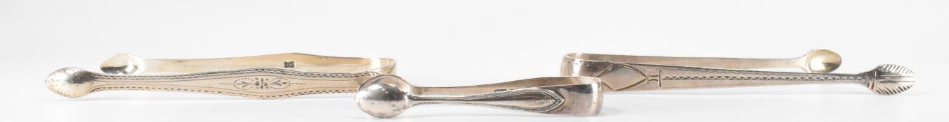 THREE PAIRS OF SILVER HALLMARKED SUGAR TONGS