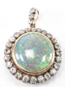 ANTIQUE EDWARDIAN GOLD OPAL & DIAMOND LOCKET PENDANT