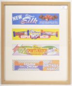 CADBURY'S SELECTION OF FOUR FRAMED ADVERTISING STRIPS
