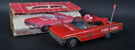 VINTAGE JAPANESE TINPLATE FRICTION POWERED FIRE CHIEF CAR