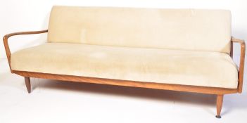 A RETRO VINTAGE MID 20TH CENTURY GREAVES AND THOMAS TEAK DAY BED / SOFA