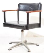 RETRO MID CENTURY ALUMINIUM TEAK AND LEATHER DESK CHAIR