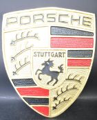 LARGE VINTAGE STYLE CAST METAL POINT OF SALE PORCHE PLAQUE.