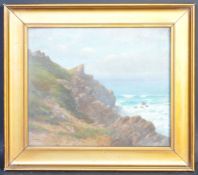 W PARKYN - 19TH CENTURY OIL ON BOARD PAINTING OF A COASTAL SCENE