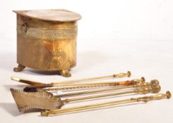 COMPANION SET OF VINTAGE 20TH CENTURY BRASS FIRESIDE ITEMS