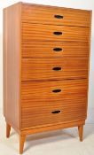 RETRO VINTAGE TEAK WOOD CHEST OF DRAWERS WITH PIERCED PULLS