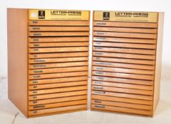 PAIR OF GRAPHIC LETTER-PRESS PRINTERS DRAWERS