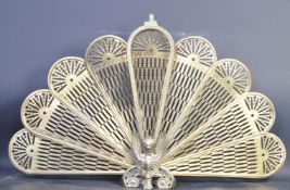 ART DECO STYLE BRASS PEACOCK FIRE GUARD