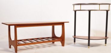 RETRO VINTAGE 1960S TEAK SURFBOARD TABLE AND TELEPHONE TABLE